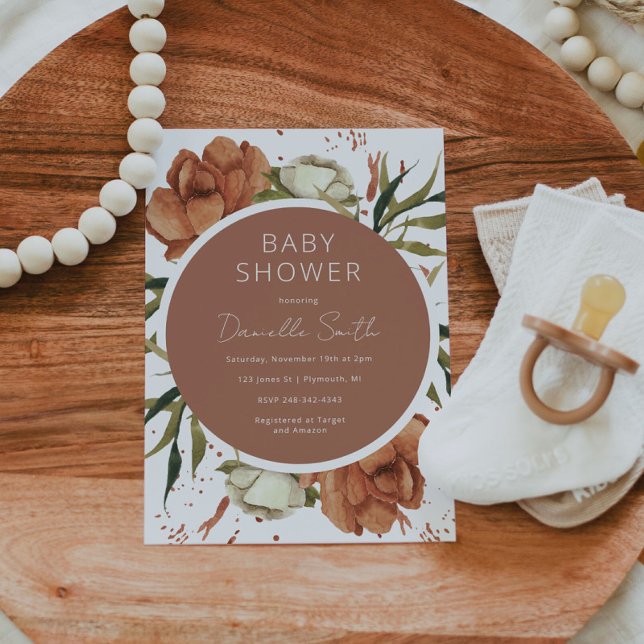 Baby shower en terre cuite Invitation Boho Florals (Créateur téléchargé)