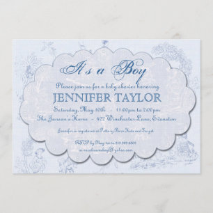 Baby shower en toile Vintage Invitation Bleu