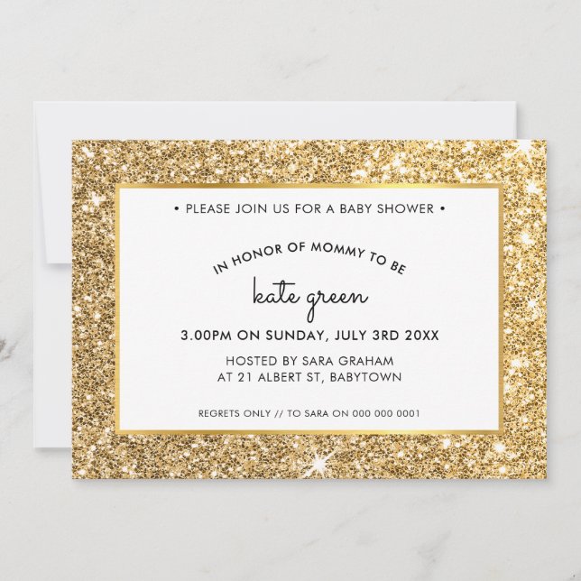 BABY SHOWER ERMÖGLICHT glamourösen Glitzer Einladung (Vorderseite)
