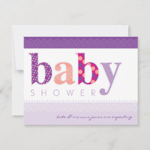 BABY SHOWER ERSUCHT :: Baby gemustert letters 2L Einladung
