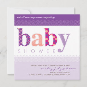 BABY SHOWER ERSUCHT :: Baby gemustert letters 2SQ Einladung