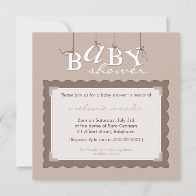 BABY SHOWER ERSUCHT :: Babybriefe 3SQ Einladung (Vorderseite)