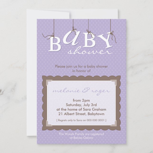 BABY SHOWER ERSUCHT :: Babybriefe 9P Einladung (Vorderseite)