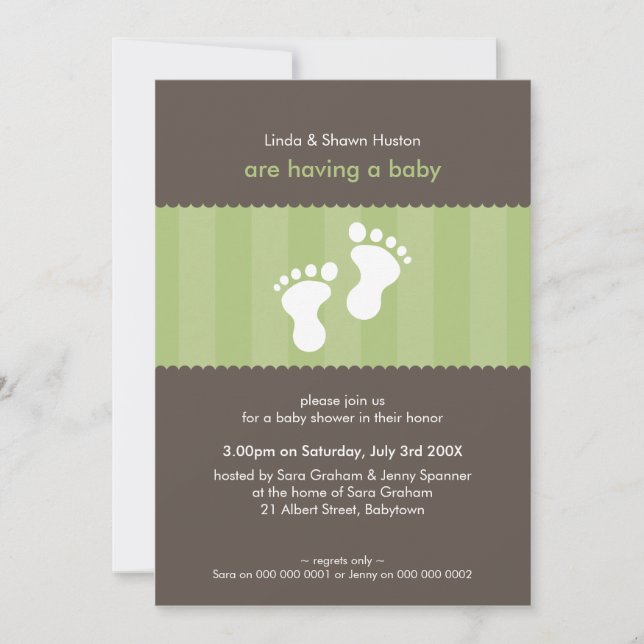 BABY SHOWER ERSUCHT :: glückliche Füße 13P Einladung (Vorderseite)