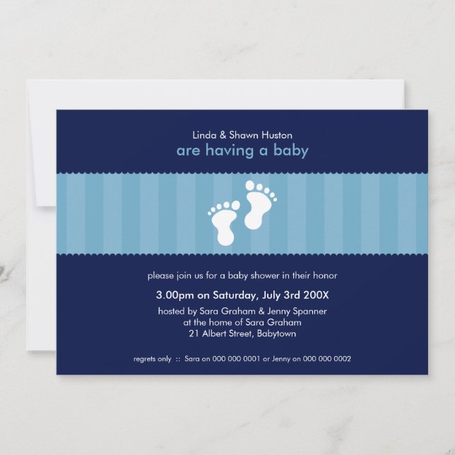 BABY SHOWER ERSUCHT :: glückliche Füße 3L Einladung (Vorderseite)