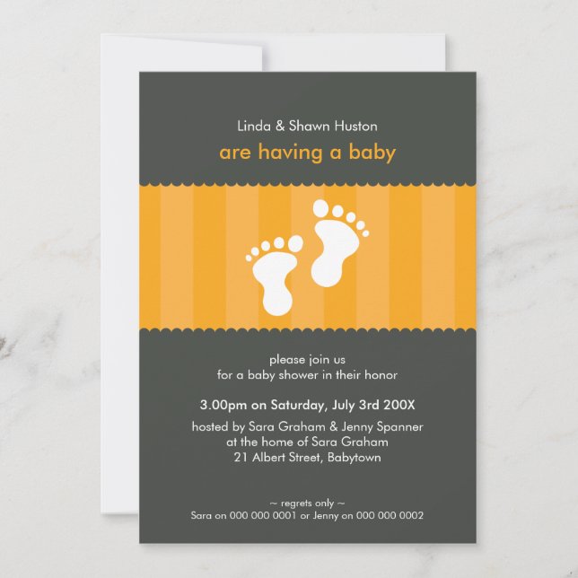 BABY SHOWER ERSUCHT :: glückliche Füße 7P Einladung (Vorderseite)