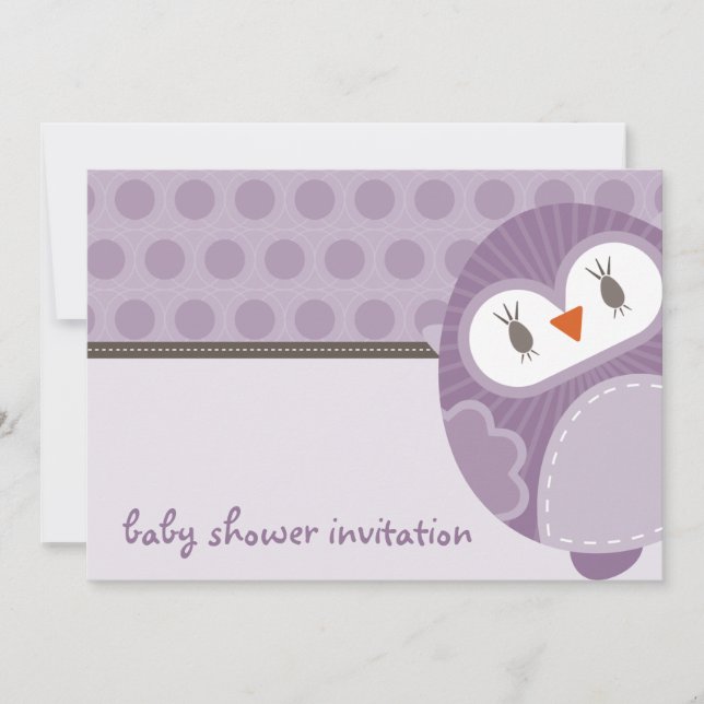 BABY SHOWER ERSUCHT :: tanzende Eule 1L Einladung (Vorderseite)