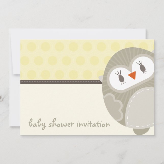 BABY SHOWER ERSUCHT :: tanzende Eule 6L Einladung (Vorderseite)
