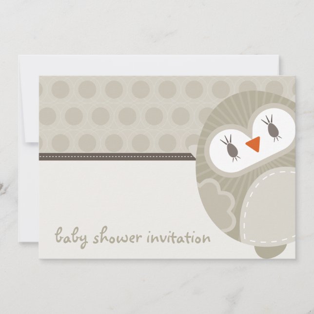 BABY SHOWER ERSUCHT :: tanzende Eule 9L Einladung (Vorderseite)