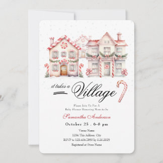 Baby Shower Es braucht ein Dorf Winter Einladung