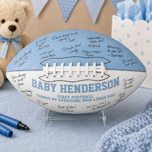 Baby Shower Es ist ein Junge Sport Blau Weiß First Football