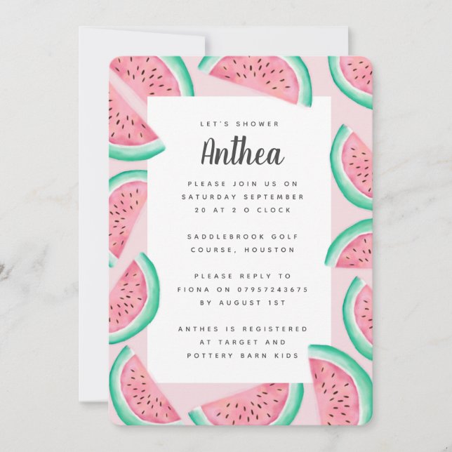 BABY SHOWER ETÉ WATERMELON INVITATION (Devant)