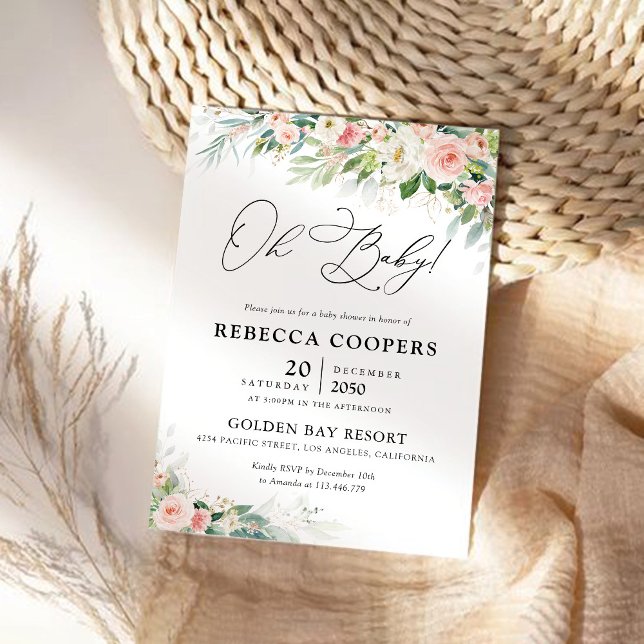 Baby shower Ethereal Blush Rose Rose Invitation (Créateur téléchargé)