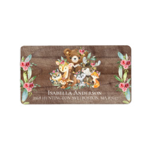 Baby shower Étiquette de adresse des amis Woodland
