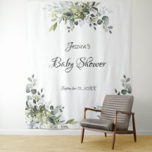 Baby shower Eucalyptus Photo Tapisserie Arrière - 