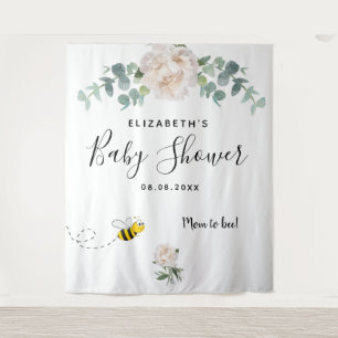 Baby Shower Eukalyptus weiße Blumen werdende Mutte Wandteppich