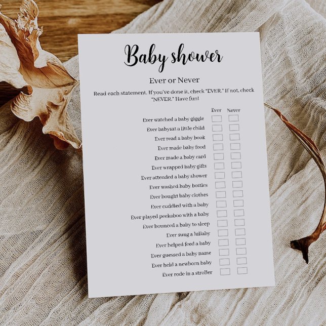 Baby-Shower Ever oder Never Spiel, Druckbar Einladung (Baby Shower Ever or Never Game, Printable Invitation)