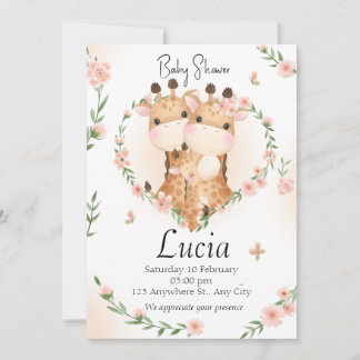 Baby shower Familia Jirafas Einladung