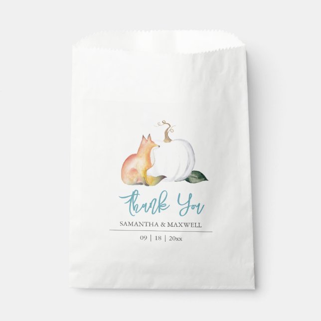 Baby shower Favoriser Sacs Automne Citrouille Fox (Devant)