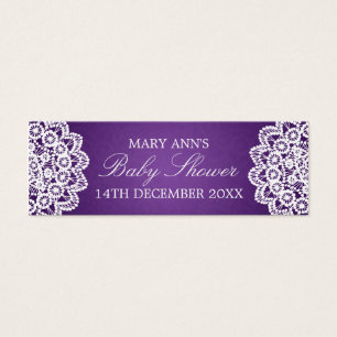 Baby shower Favoriser Tag Vintage dentelle pourpre