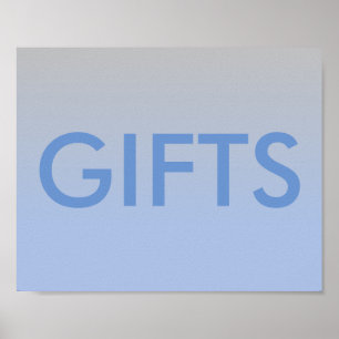 Baby Shower Favors Poster Ombre Blue Silver