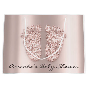 Baby Shower Feet Boy Girl Name Rose Pink Große Geschenktüte