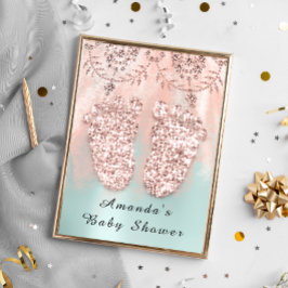 Baby Shower Feet Silver Girl Boy Royal Rose Mint Einladung