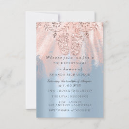 Baby Shower Feet Silver Girl Boy Royal Twins Glam Einladung