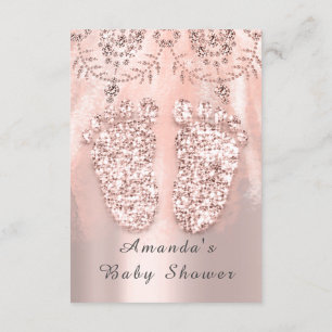 Baby Shower Feet Silver Girl Royal Rose Glitzer Einladung