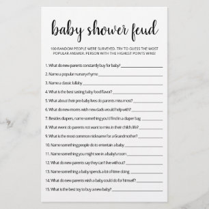 Baby Shower Feud Spiel mit Answers