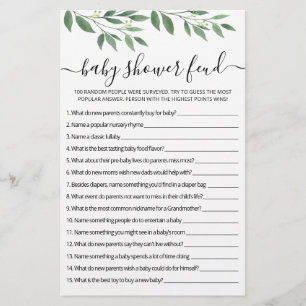 Baby Shower Feud Spiel mit Answers