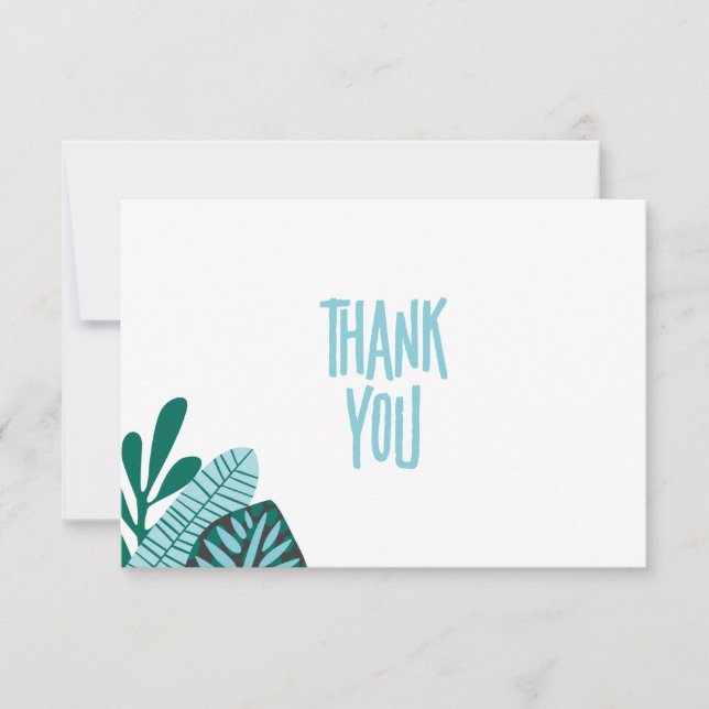 Baby shower Feuille Tropical Aqua Carte de remerci (Devant)