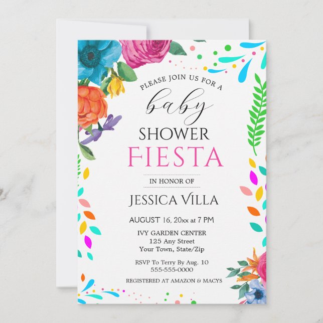 Baby shower Fiesta Floral Party Invitation (Devant)