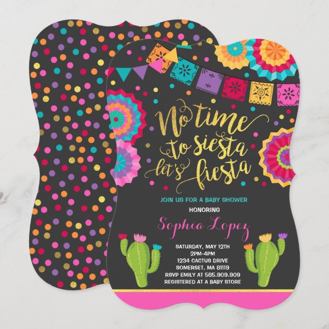 Baby shower Fiesta Invitation Baby shower mexicain (Devant / Derrière)