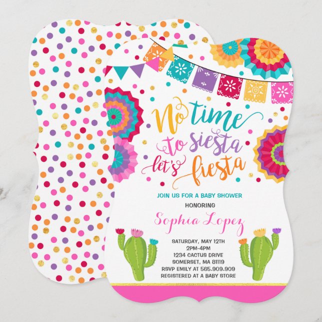 Baby shower Fiesta Invitation Baby shower mexicain (Devant / Derrière)