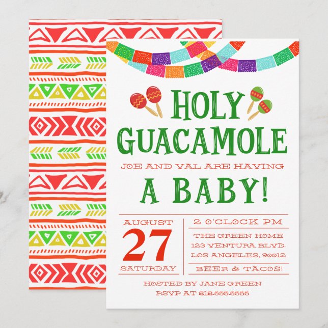 BABY SHOWER FIESTA INVITATION EINLADUNG (Vorne/Hinten)