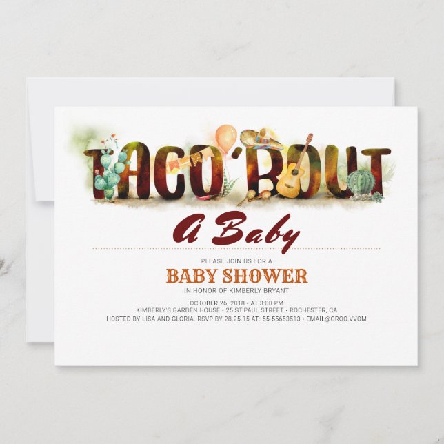 Baby shower Fiesta Invitation Taco Bout A Baby (Devant)