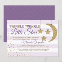 Baby shower fille invitation scintiller petite éto