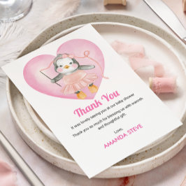 Baby shower fille Pink Penguin Carte de remercieme