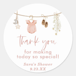 Baby shower fille   Stickers Boho Blush Rose Favou