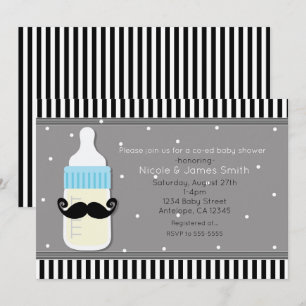 Baby-Shower-Flasche- und Schnurrbart-Moderne-Einla Einladung