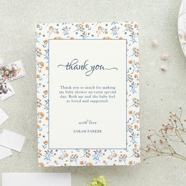 Baby shower Fleur sauvage Boho Carte de remercieme (Boho Wildflower Baby Shower Thank You Card)
