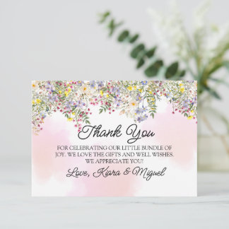Baby shower fleur sauvage Carte de remerciements p