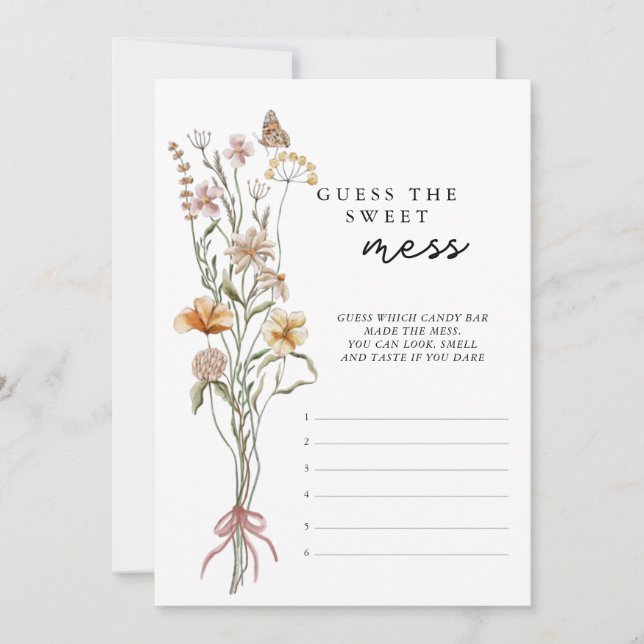 Baby shower fleur sauvage Devinez La Carte Mess (Devant)