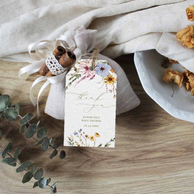 Baby shower fleur sauvage Favoriser les étiquettes (Créateur téléchargé)