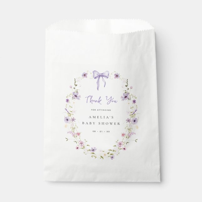 Baby shower Fleur sauvage Lavender Sacs de préfére (Devant)