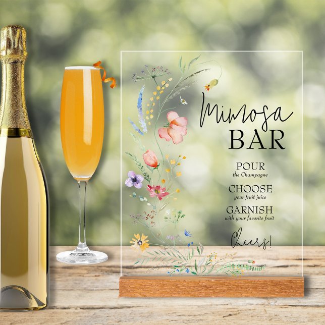 Baby shower fleur sauvage Mimosa Bar (Wildflowers Mimosa Bar Clear Acrylic Sign)