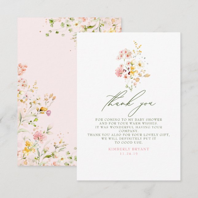 Baby shower fleur sauvage Petit Merci (Devant / Derrière)