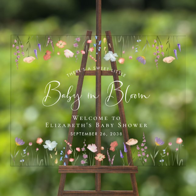 Baby shower fleur sauvage White Welcome (Créateur téléchargé)