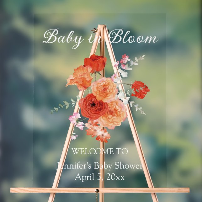 baby shower fleuri orange bébé accueil (Neutre)